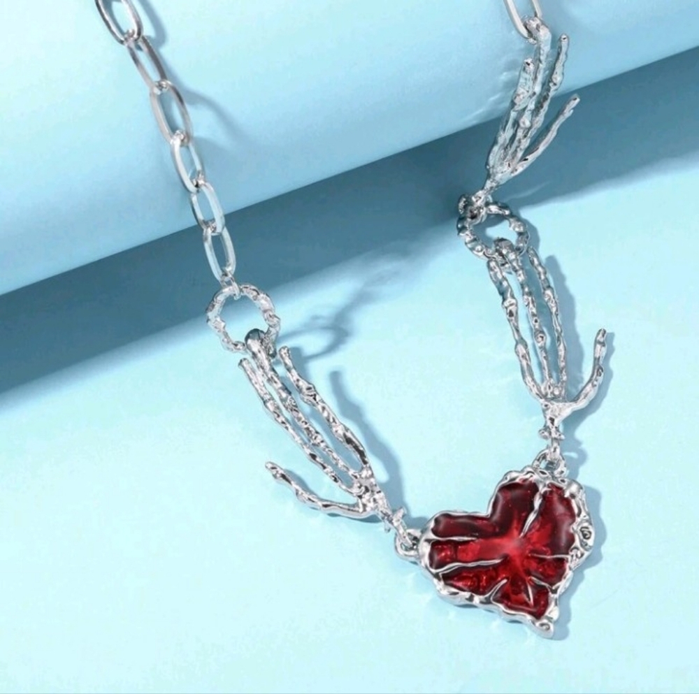 Red Heart STERLING Silver Pendent Necklace
